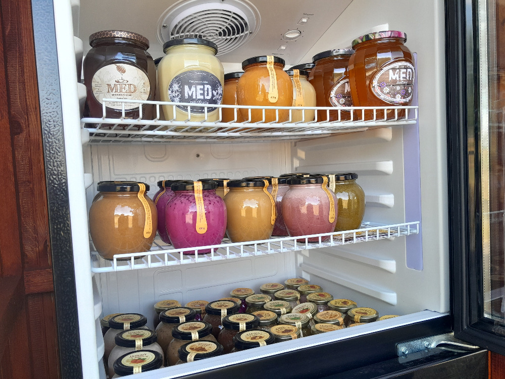 Self-service honey sales from a local farmer